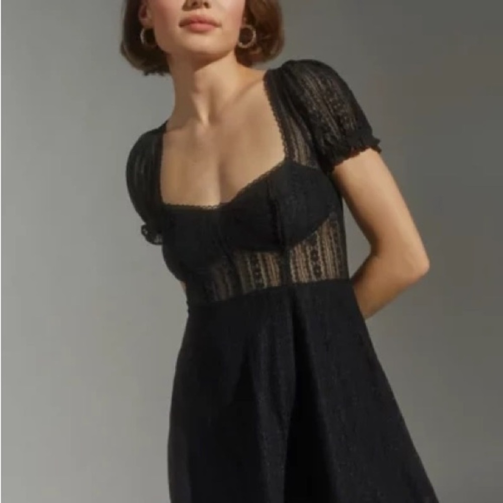 Urban Outfitters Black Lace Midi Dress